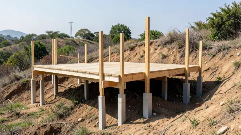 budowa tarasu drewnianego na słupach